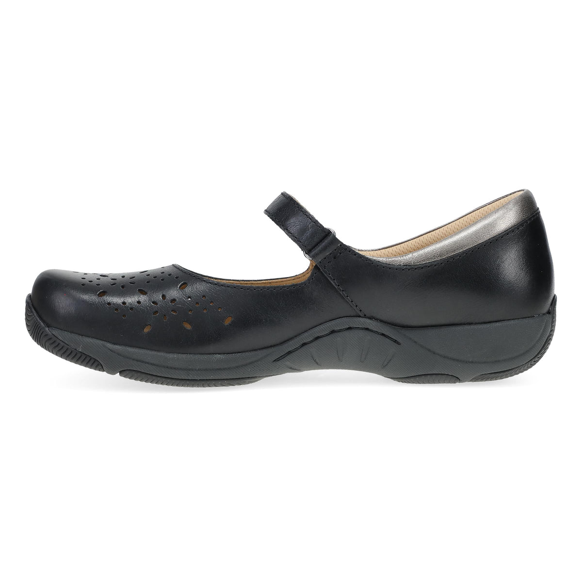 Side image of Stacy Wide Black Waxy Burnished