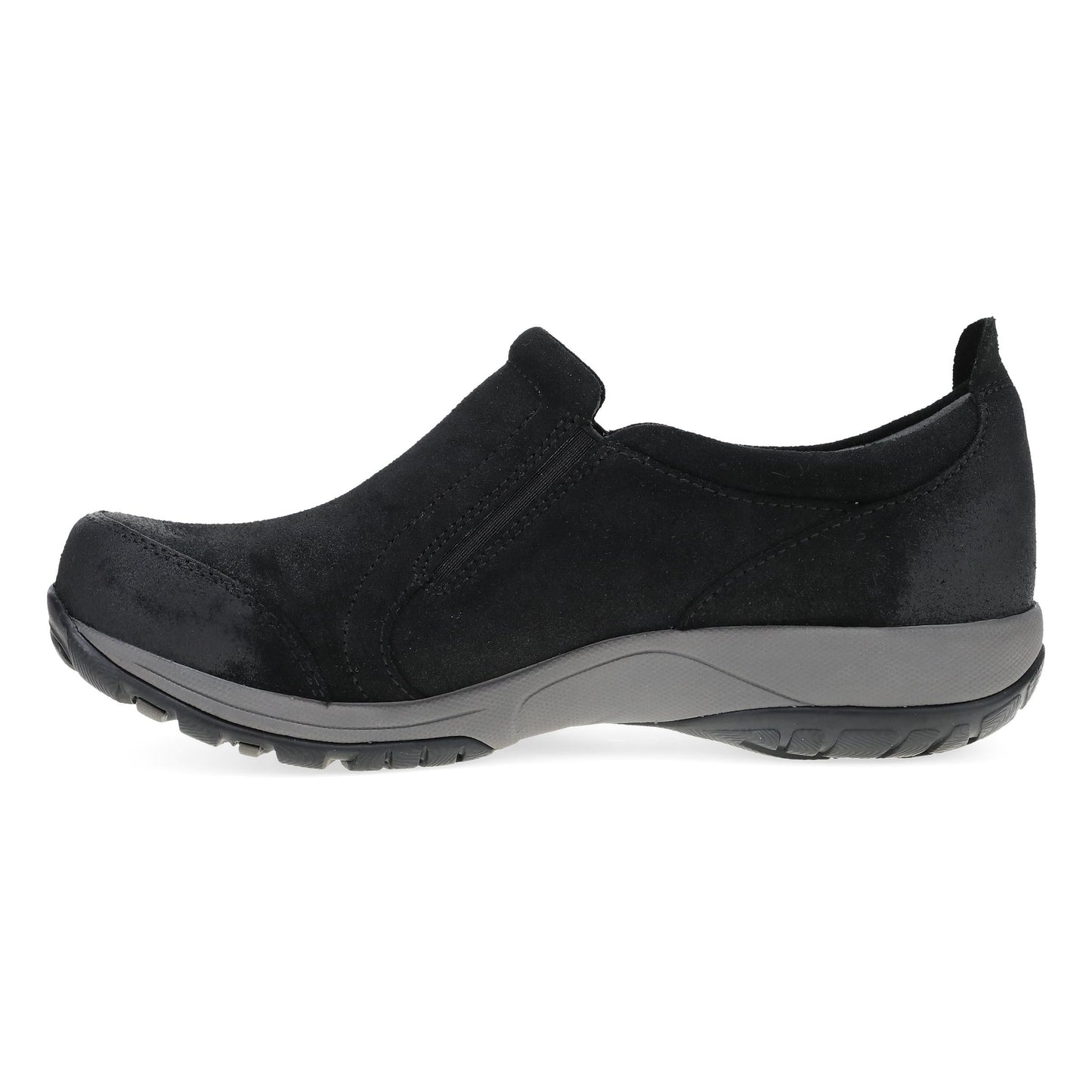 Side image of Pippy Wide Black Waterproof Burnished Suede