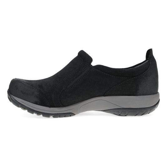 Side image of Pippy Wide Black Waterproof Burnished Suede