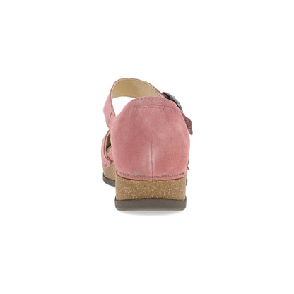 Heel image of Mae Ash Rose Embroidered Suede