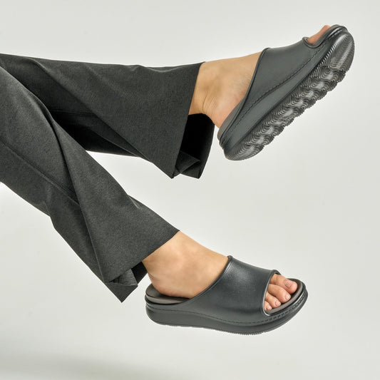 Close up of black molded recovery slides.