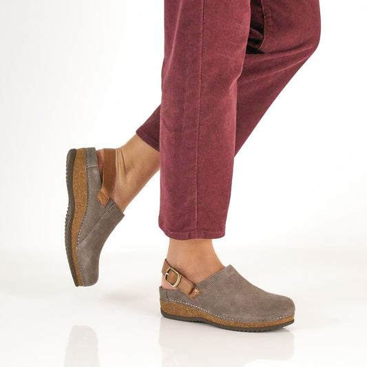 Merrin Stone Embossed Suede